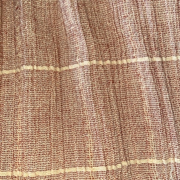 Free People Tan Checker Print Wide Leg Tie Waist Textured Gauze Pants - 12 - Picture 11 of 11